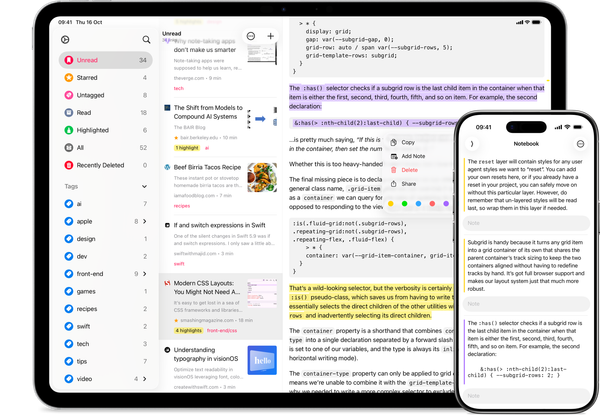 Screenshot of the highlight feature in GoodLinks