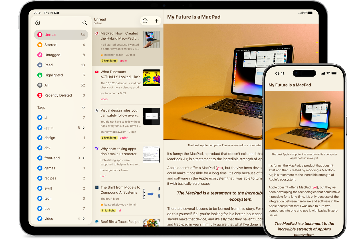 GoodLinks in Sepia theme