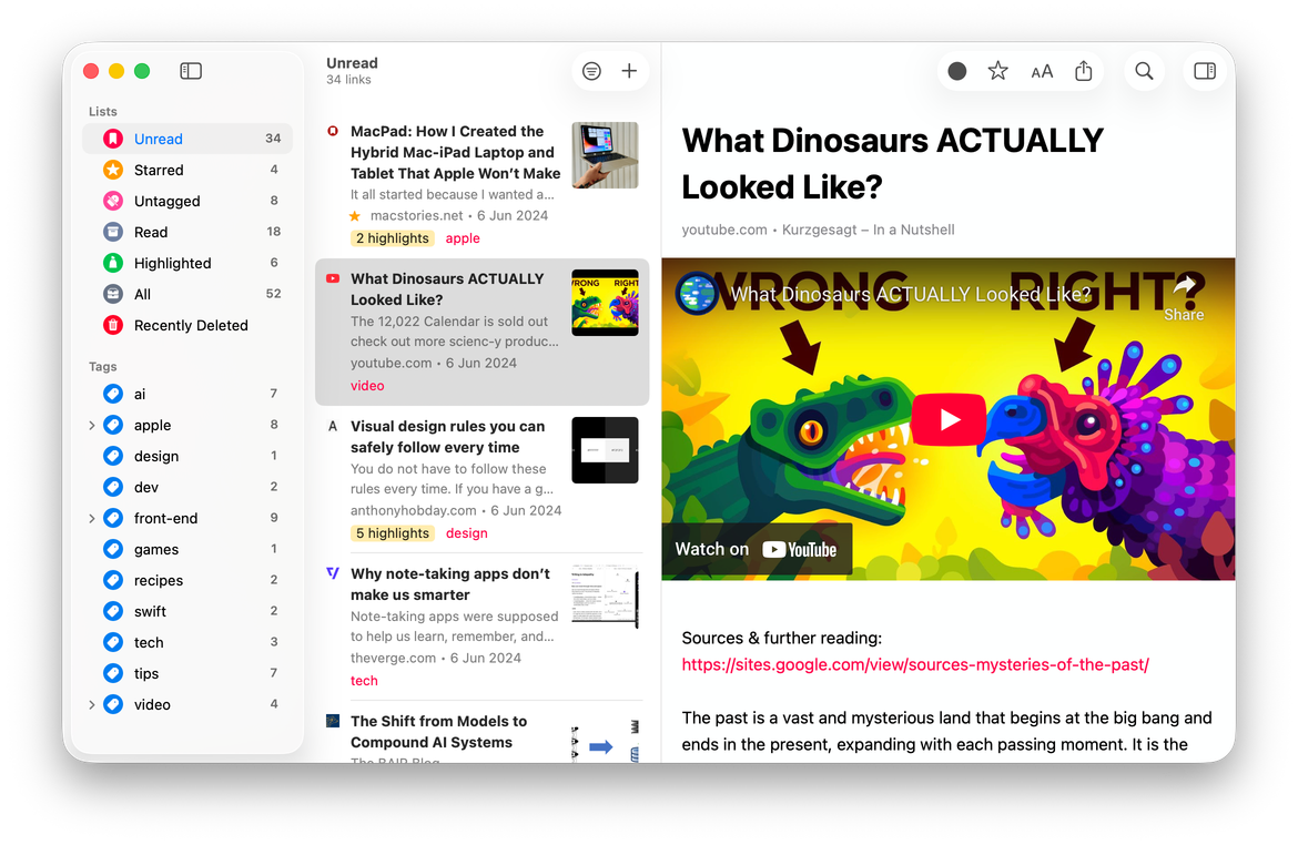 Screenshot of GoodLinks for macOS